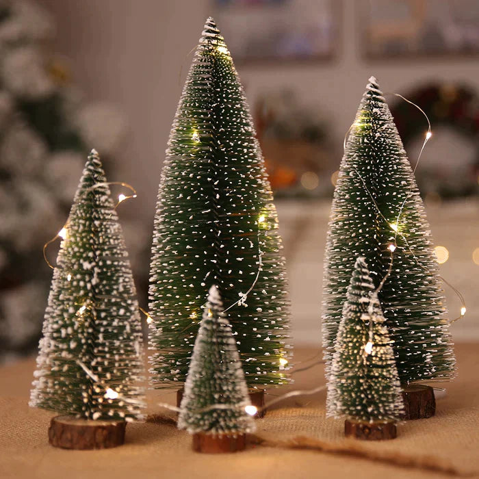 Mini Árvore De Natal Com Bases De Madeira Para Festa De Natal
